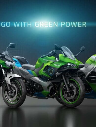 Kawasaki's reveal of four bikes at EICMA included several electric options, a hybrid, and an experimental hydrogen concept. Media sourced from Kawasaki.