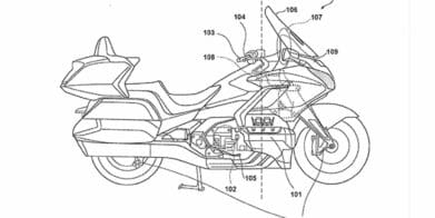 Honda's patent for radar-adaptive cruise control, currently slotted for the 2023 Gold Wing. Media source from MotorradOnline.