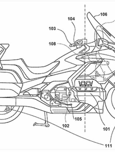 Honda's patent for radar-adaptive cruise control, currently slotted for the 2023 Gold Wing. Media source from MotorradOnline.
