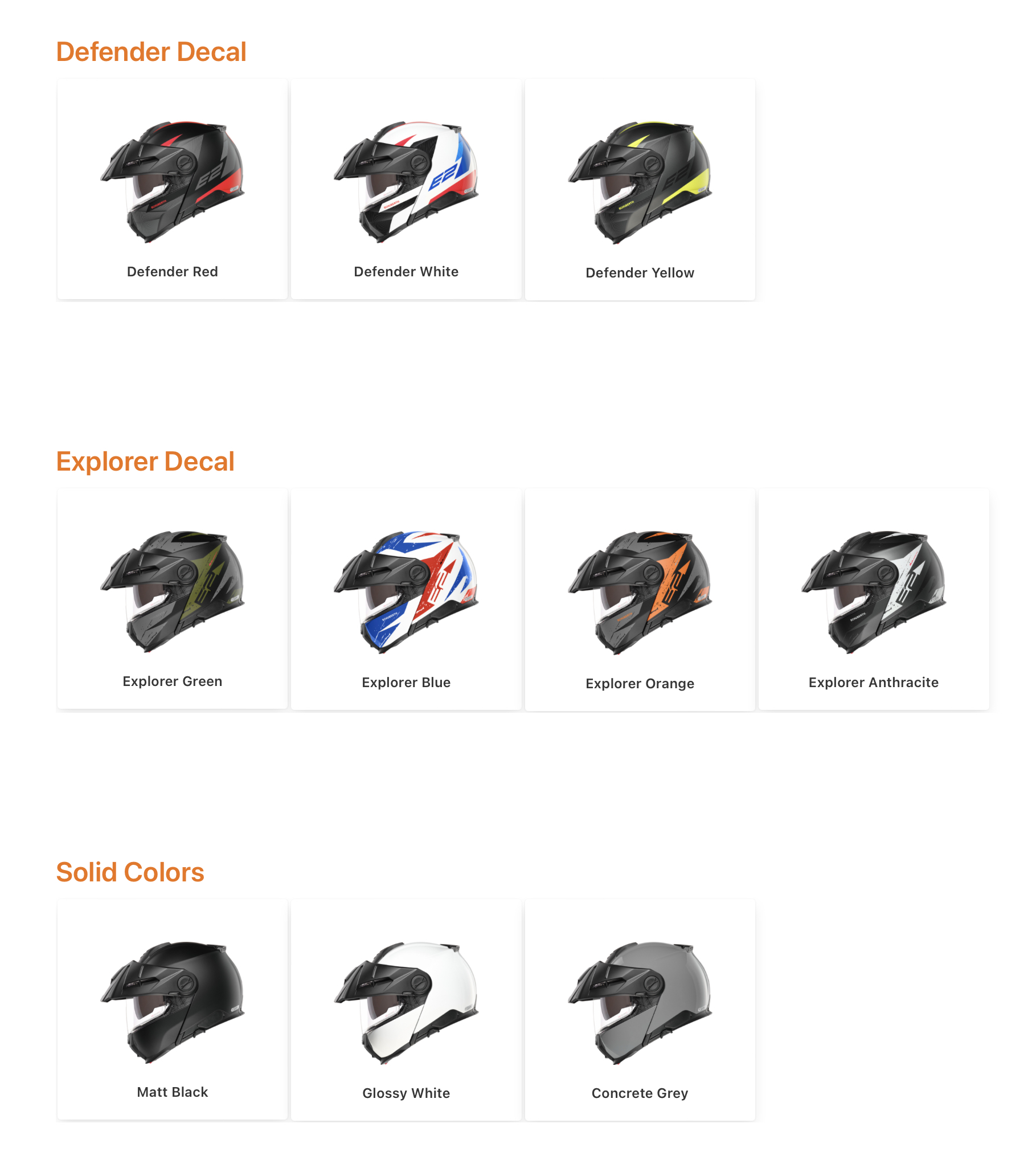 Schuberth's all-new E2 motorcycle helmet. Media sourced from Schuberth's website.