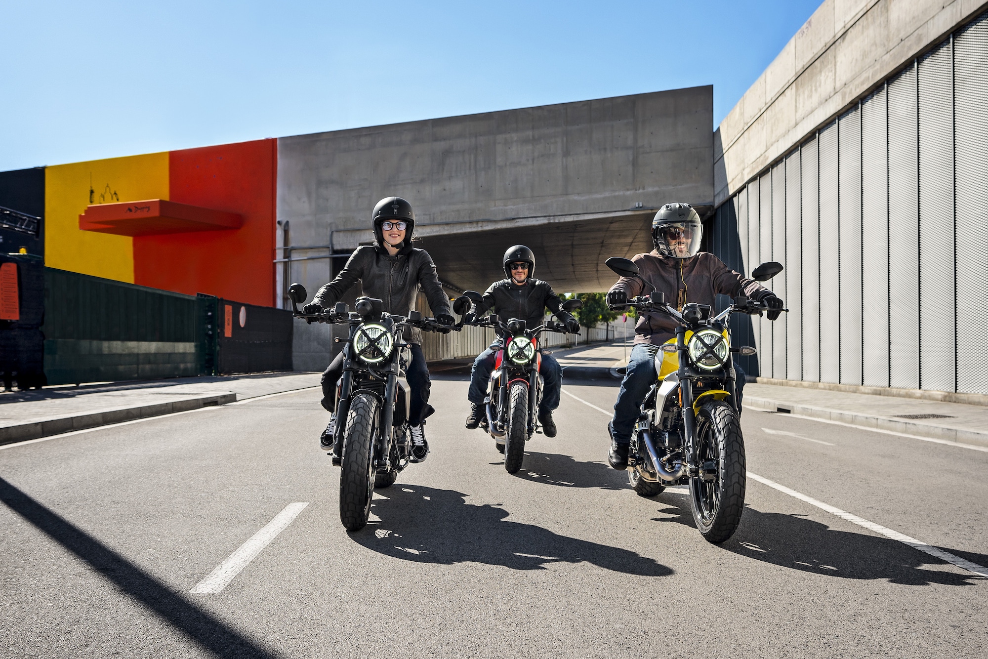 Ducati's new Scrambler range, including the Scrambler Icon, the Scrambler Full Throttle, and the Scrambler Night Shift. Media sourced from Ducati's press release. 