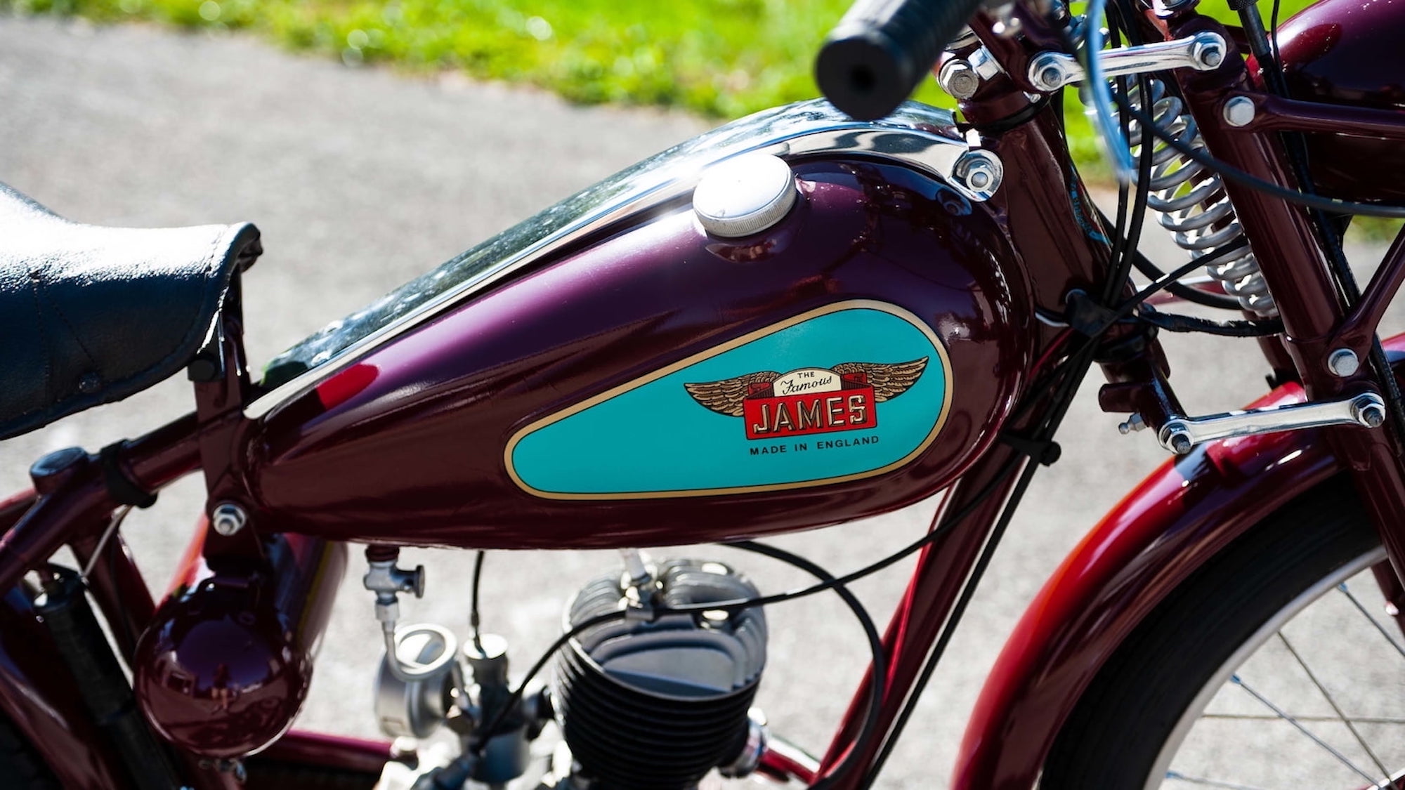 A Famous James motorbike. Media sourced from Mecum Auctions.