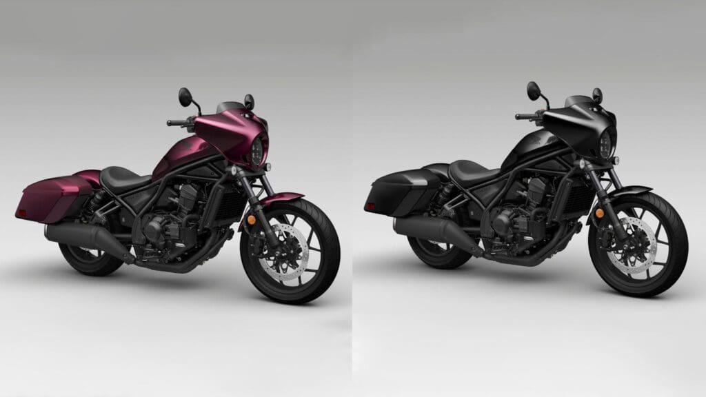 A view of Honda's all-new Rebel 1100T DCT bagger bike. Media sourced from Honda's press release.