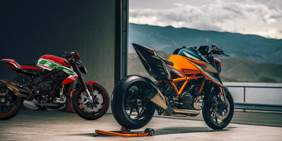 A KTM and MV Agusta motorcycle. Media sourced from KTM and MV Agusta.