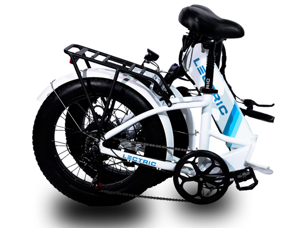 Stock image of Lectric XP 2.0 compact fat-tire electric bike fully folded
