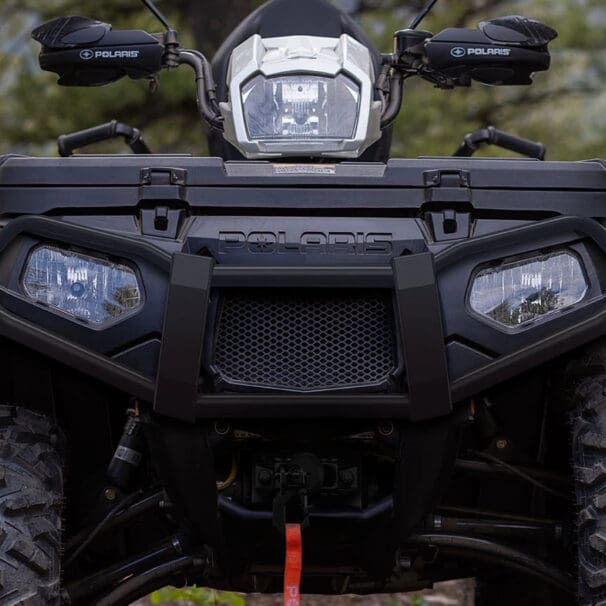 Front view of 2022 Polaris ATV with accessories