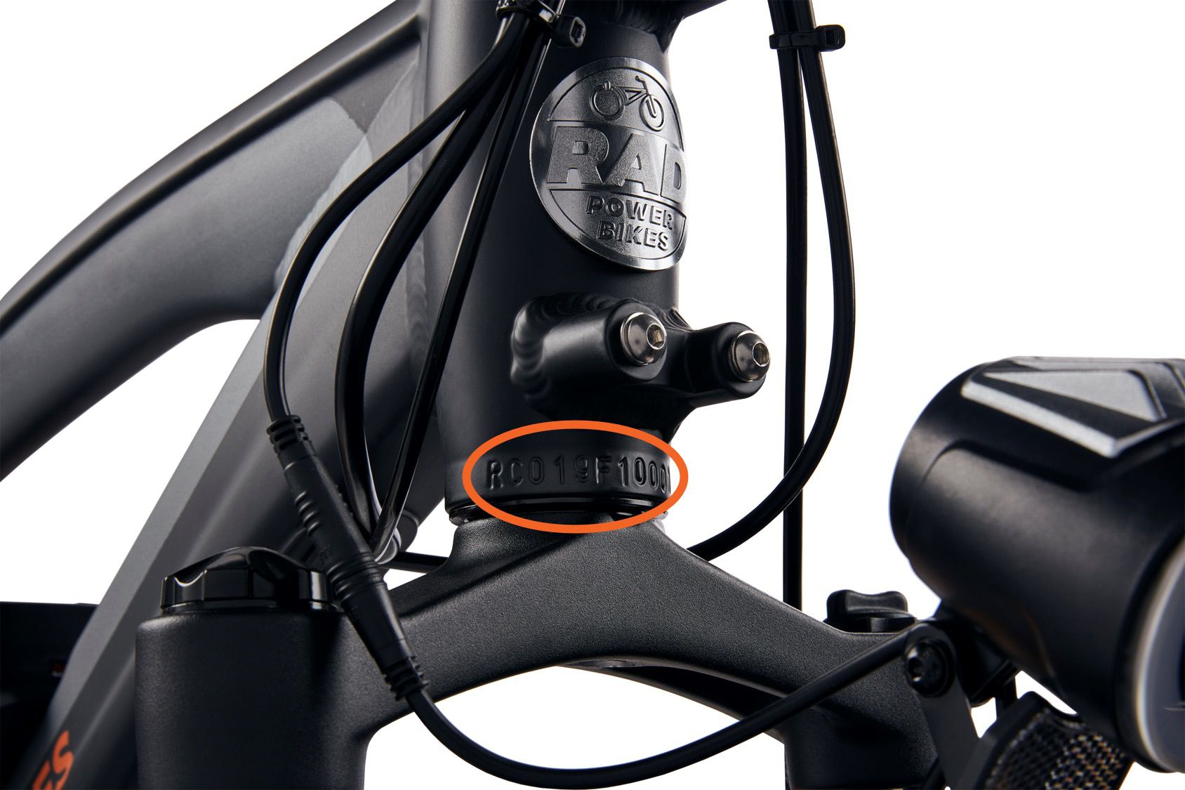 Rad Power Bikes eBike stock image with highlighted serial number
