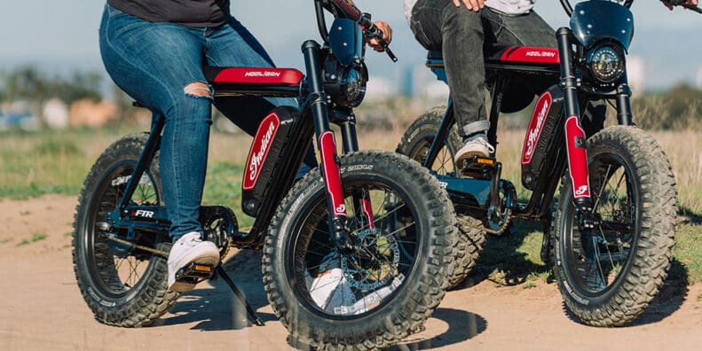 A view of the eFTR® Hooligan 1.2, created by Indian Motorcycles, together with the knowledge and know-how of California-based ebike brand SUPER73