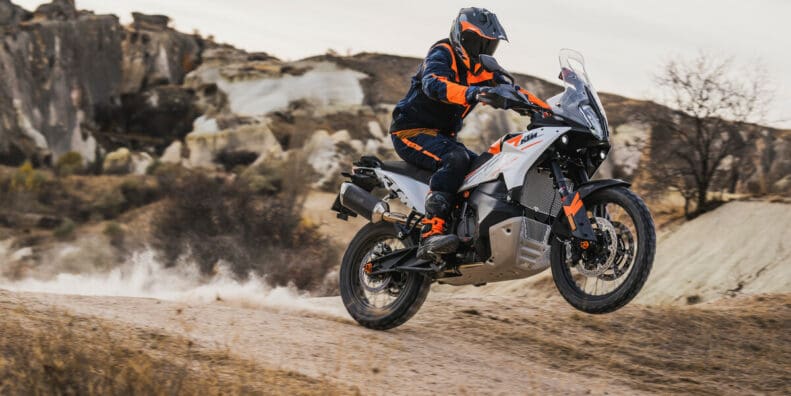 KTM's 2023 790 Adventure, which will be manufactured in China by CFMoto. Media sourced from KTM.