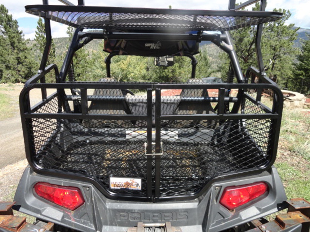 Image of a Dusky Dawgs carrier mounted at the rear of an ATV