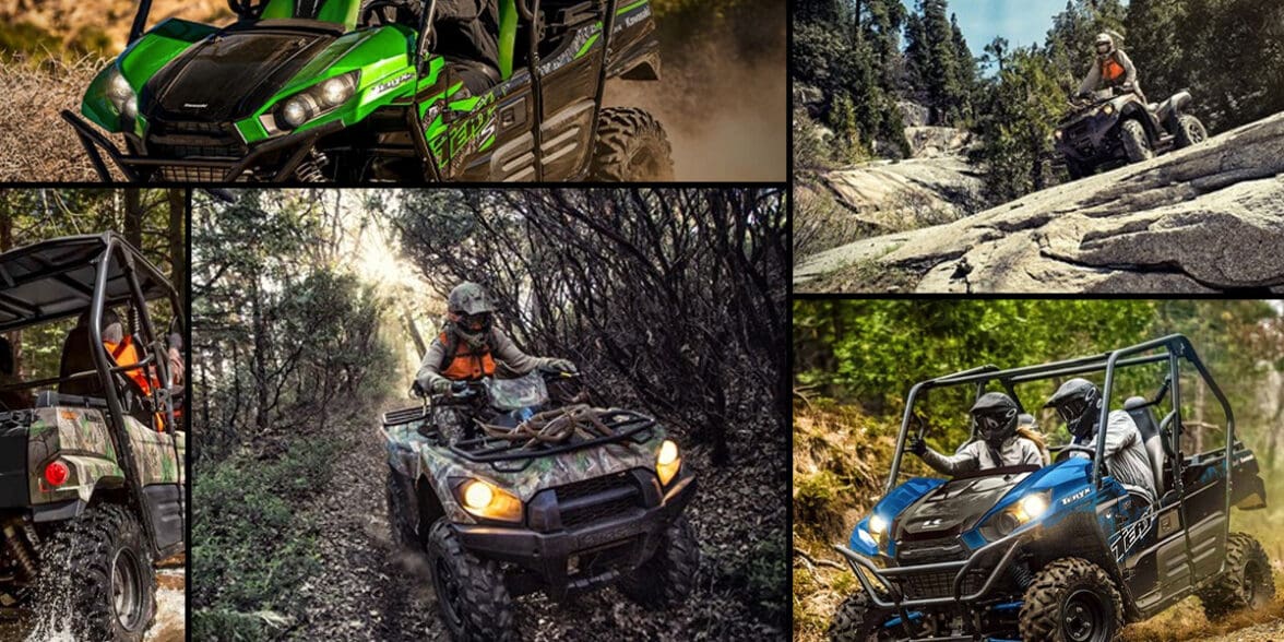 Collage of Kawasaki ATVs for 2022 Lineup