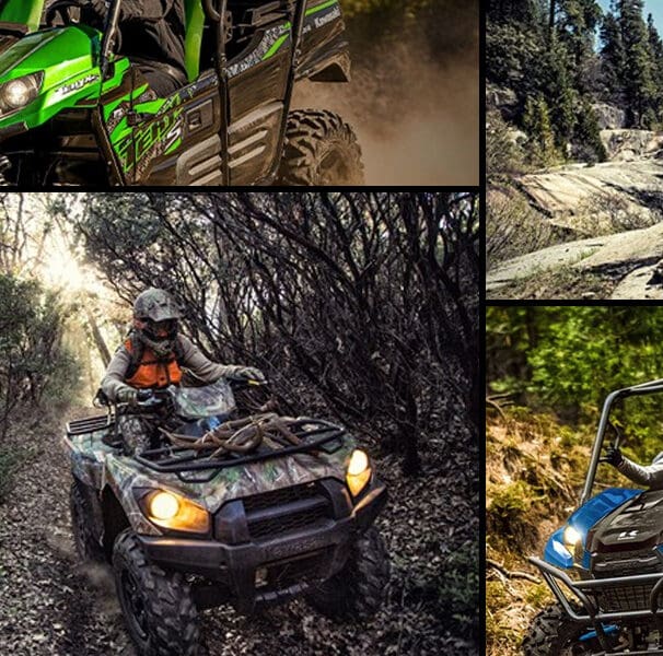 Collage of Kawasaki ATVs for 2022 Lineup