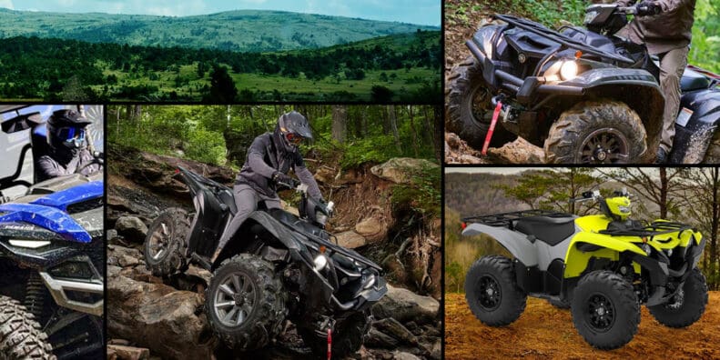 Collage of new Yamaha ATVs for 2022 lineup