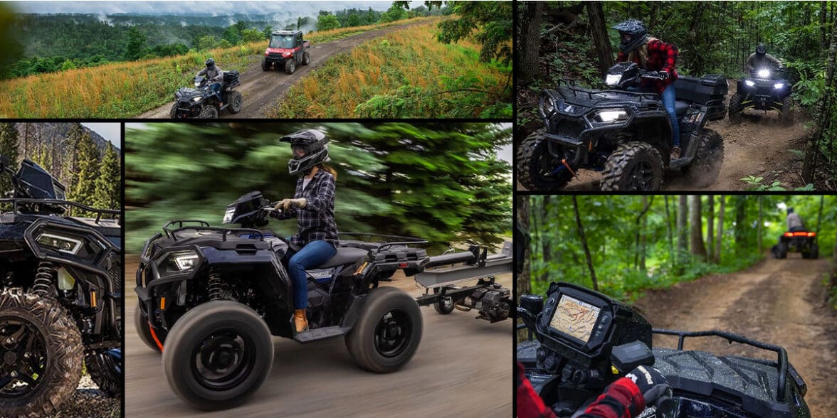 Collage of Polaris ATVs for 2022 lineup