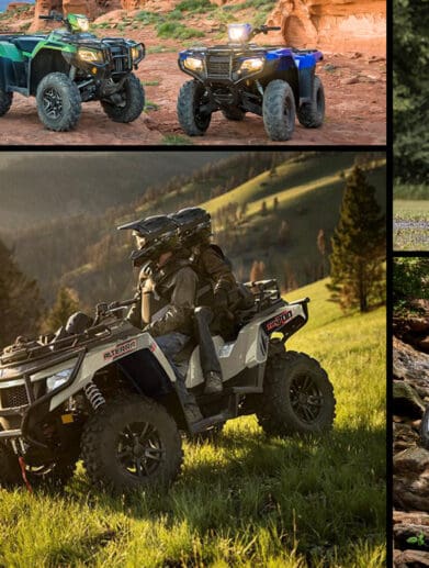 Collage of ATVs by popular manufacturers