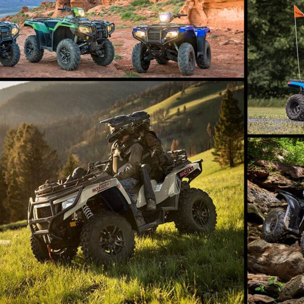 Collage of ATVs by popular manufacturers