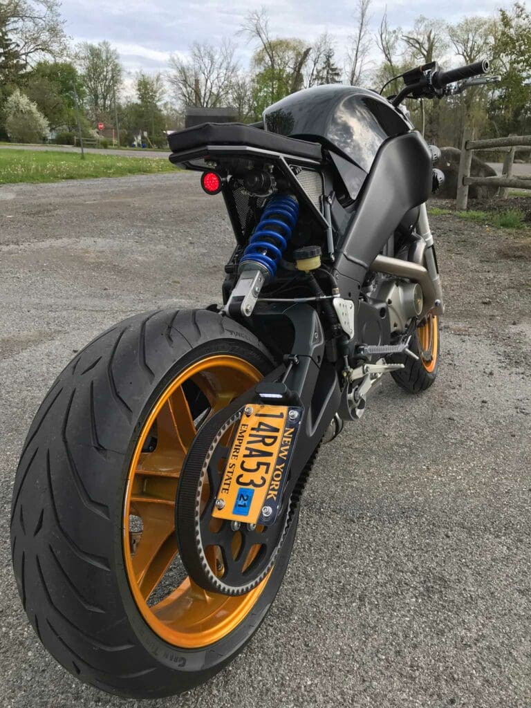 'Project Black' - a custom motorcycle that sarted out as a 2005 Buell Firebolt. All media courtesy of Handbuilt's interview with builder Nick Eckel, on Handbuilt's website.