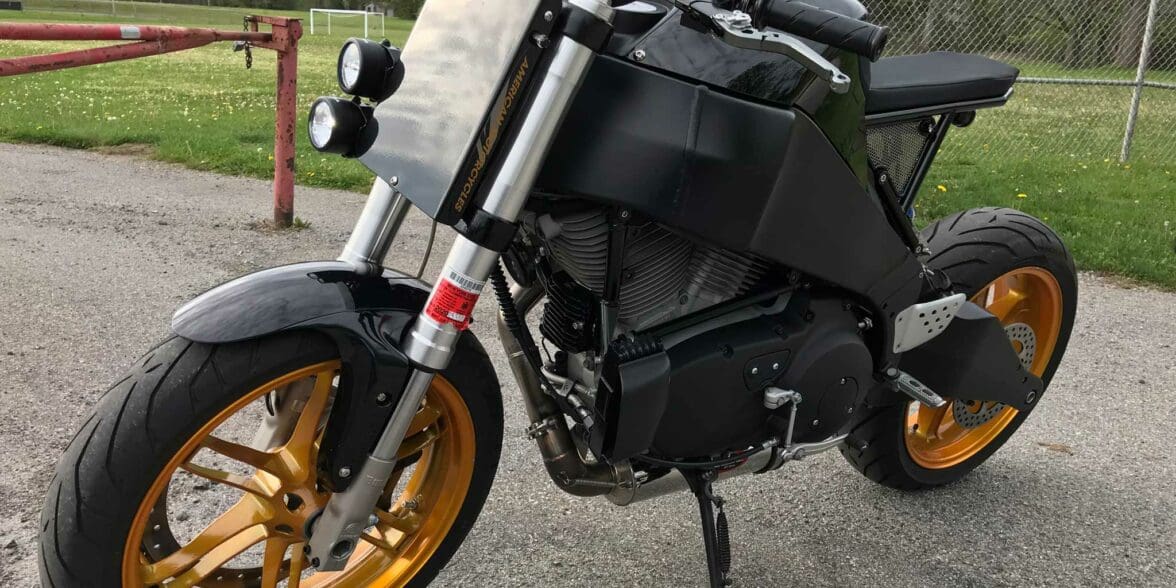 'Project Black' - a custom motorcycle that sarted out as a 2005 Buell Firebolt. All media courtesy of Handbuilt's interview with builder Nick Eckel, on Handbuilt's website.