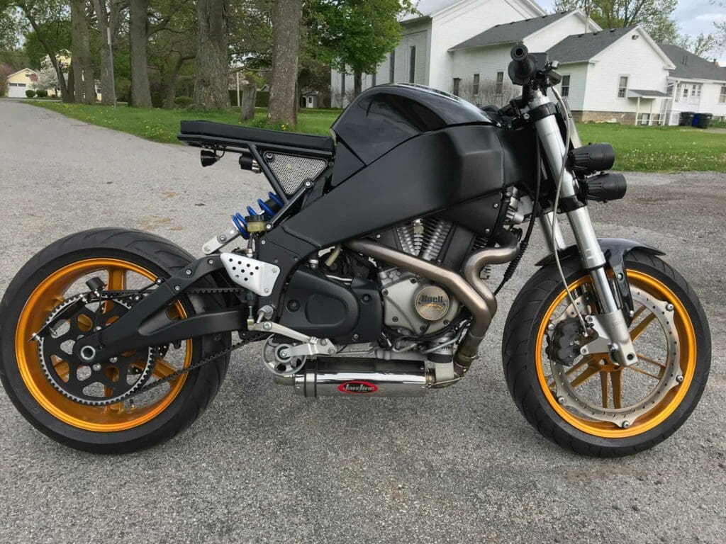 'Project Black' - a custom motorcycle that sarted out as a 2005 Buell Firebolt. All media courtesy of Handbuilt's interview with builder Nick Eckel, on Handbuilt's website.