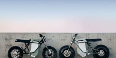 Two LAND Moto electric motorcycles