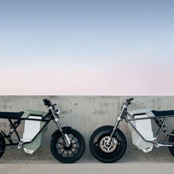 Two LAND Moto electric motorcycles