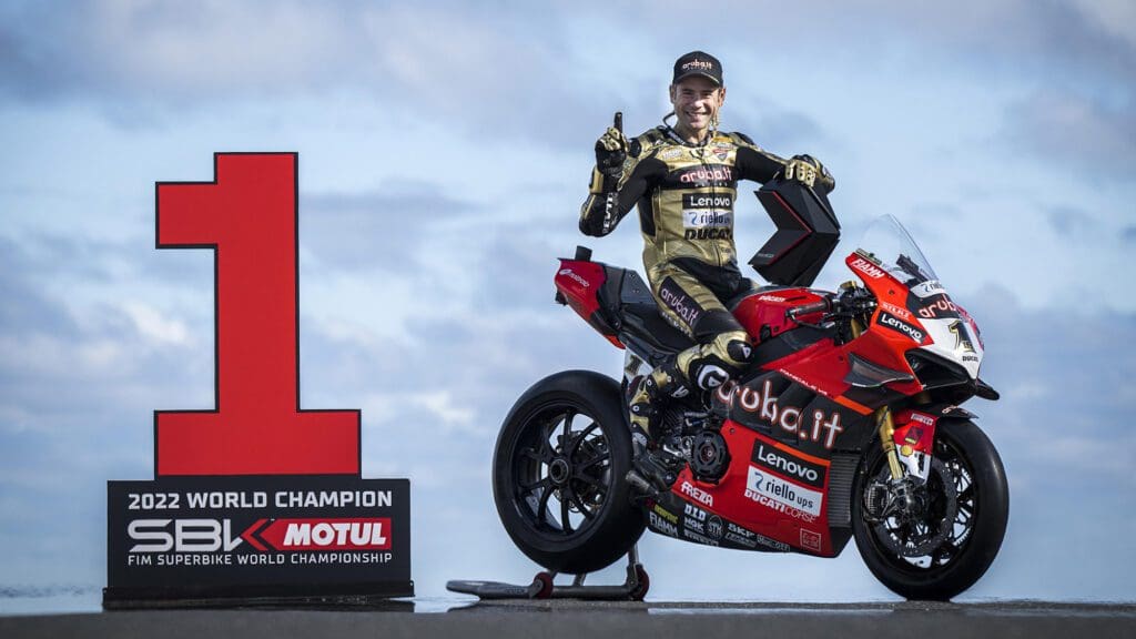 Ducati's Championhip replicae, featuring both bikes that made the win for 2022 (re. Bautista and Bagnaia). Media sourced from Ducati's website.