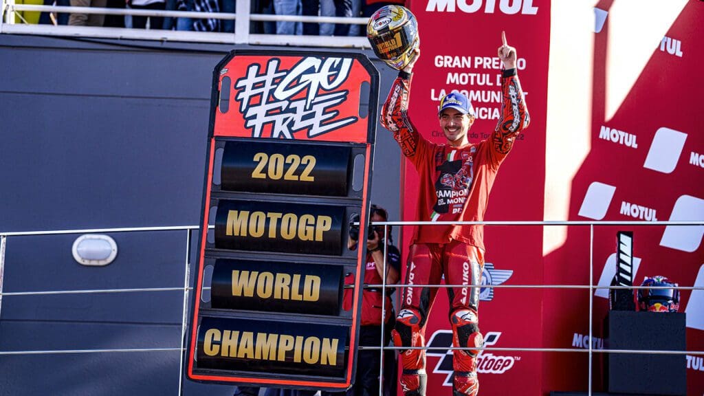 Ducati's Championhip replicae, featuring both bikes that made the win for 2022 (re. Bautista and Bagnaia). Media sourced from Ducati's website.