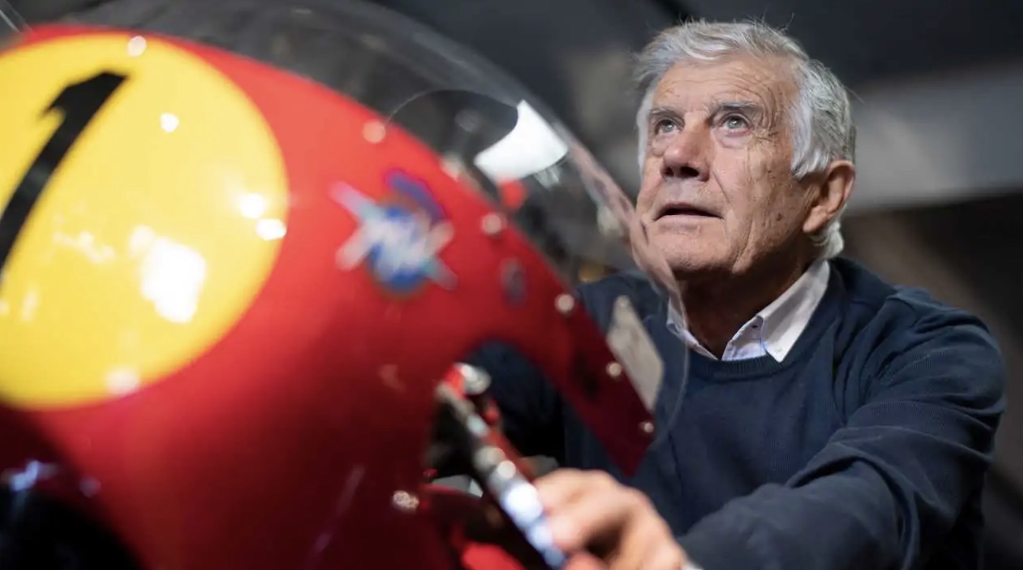 Giacomo Agostini with his limited edition replica bike, created by MV Agusta. Media sourced from RideApart.