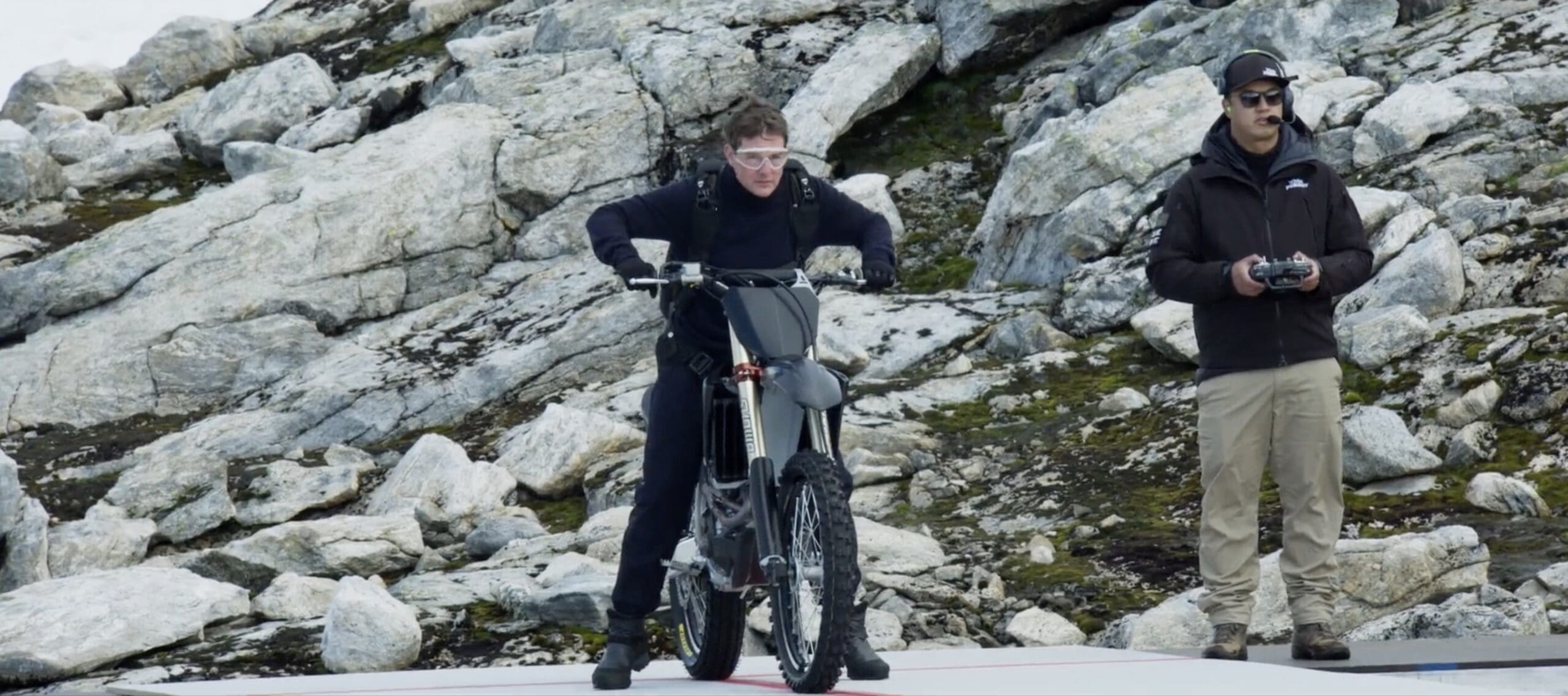 Tom Cruise showing off his death-defying stunt set to be included in "Mission: Impossible - Dead Reckoning" (2023). All media sourced from Tom Cruise’s Twitter video.