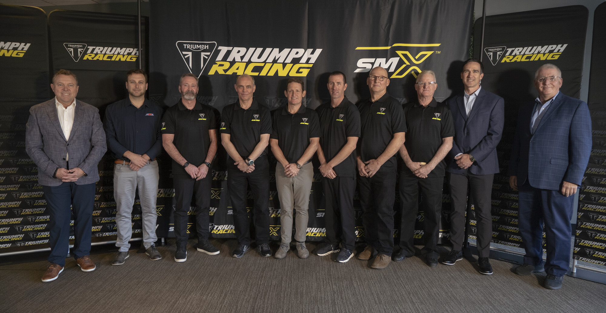 A lineup of those who contributed to the Triumph Racing Factory Team for 2024's Super Motocross World Championship! Media sourced from RacerX.