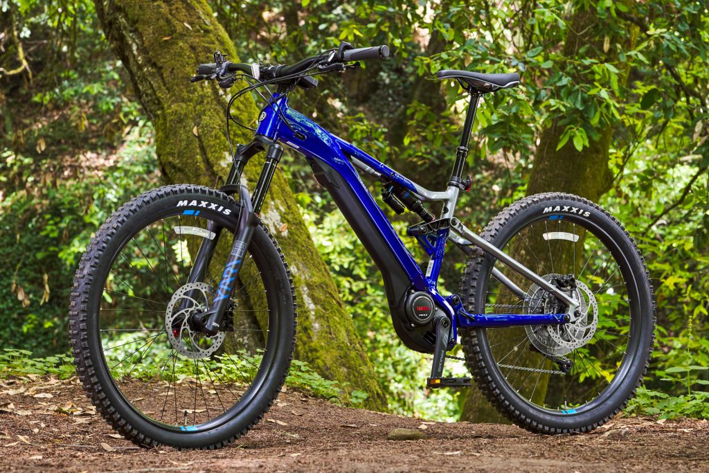 Yamaha YDX MORO electric mountain bike offroad in forest
