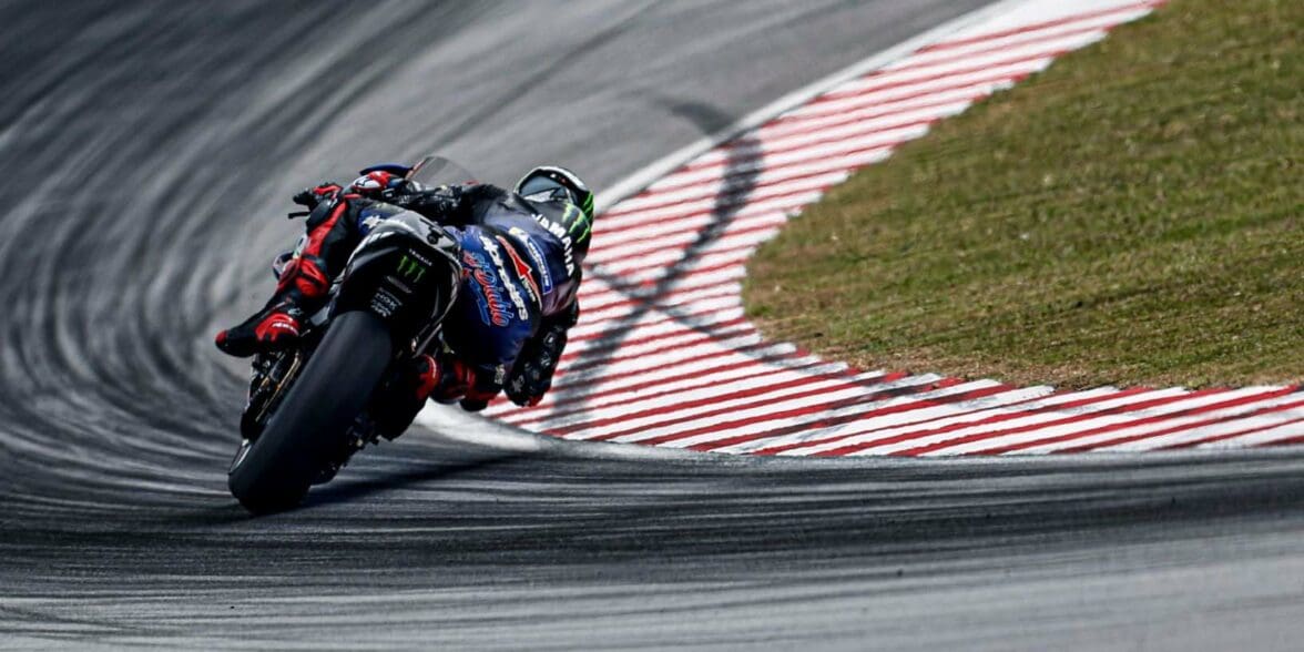 Yamaha's bike leaning into the twisties. Media sourced from Asphalt & Rubber.