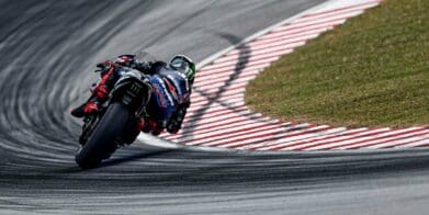 Yamaha's bike leaning into the twisties. Media sourced from Asphalt & Rubber.