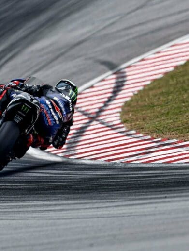 Yamaha's bike leaning into the twisties. Media sourced from Asphalt & Rubber.