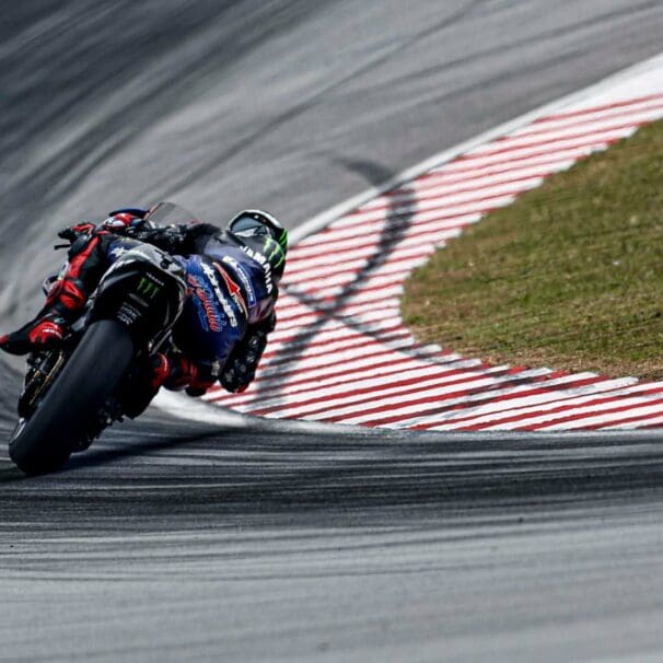 Yamaha's bike leaning into the twisties. Media sourced from Asphalt & Rubber.