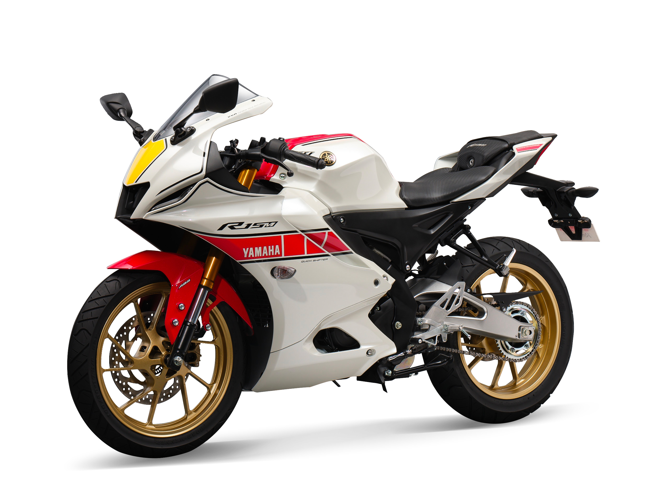 Yamaha's 2023 YZF-R15M motorcycle on a white background