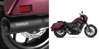 The new Hi-Output Slip-on exhaust from Vance & Hines for Honda's 2023 CMX1100T (Honda Rebel Tourer). Media sourced from Vance & Hines' press release*