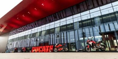 Ducati's all-new eco-friendly building, the Finitura e Delibera Estetica. Media sourced from Visordown.