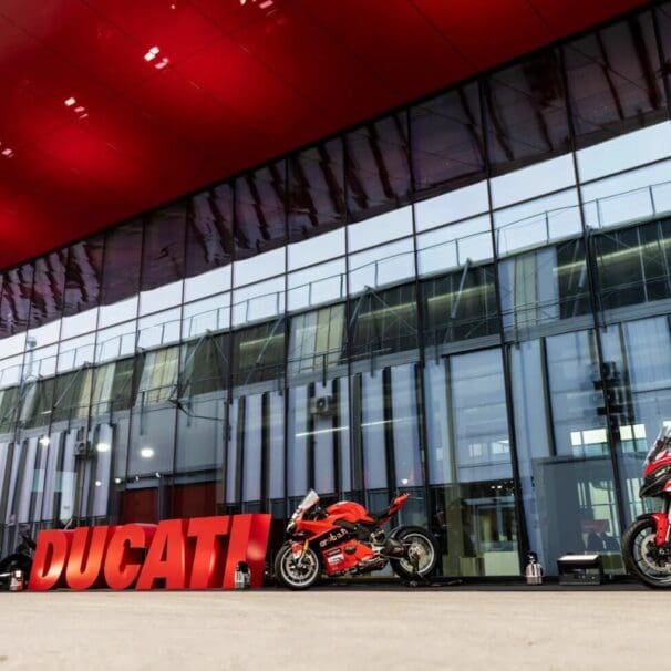 Ducati's all-new eco-friendly building, the Finitura e Delibera Estetica. Media sourced from Visordown.
