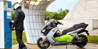 A motorcyclist filling up at a station. Media sourced from Motorcycle.com.