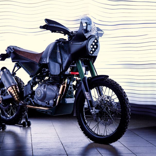 the 'GOAT,' a new build from the mind of MotoExotica founder and owner, Arjun Raina. Media sourced from Gear Junkie.