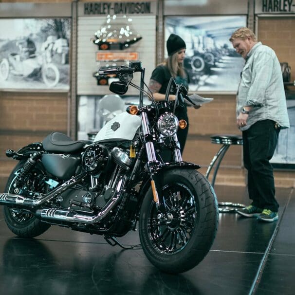 A Harley bike. Media sourced from Harley-Davidson.