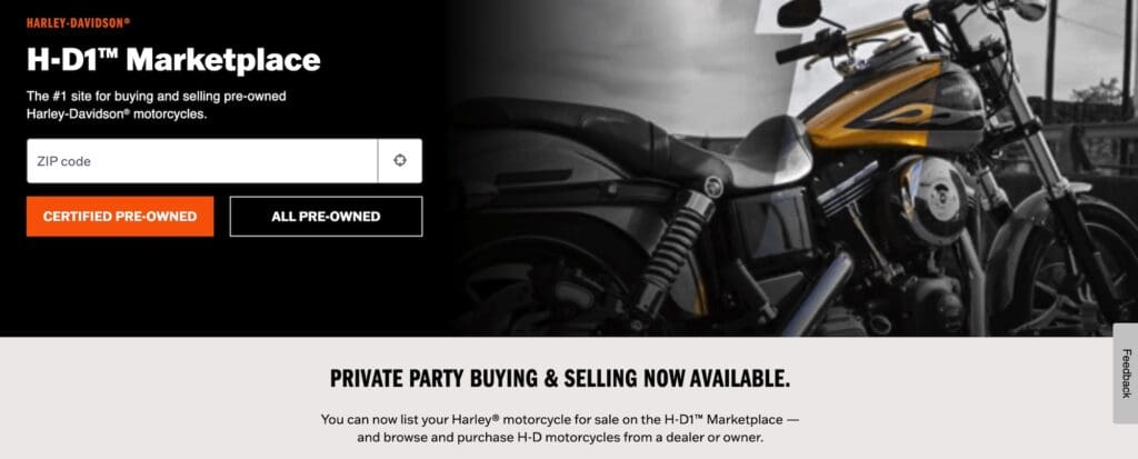 A Harley bike on the H-D1™ Marketplace. Media sourced from Harley-Davidson.