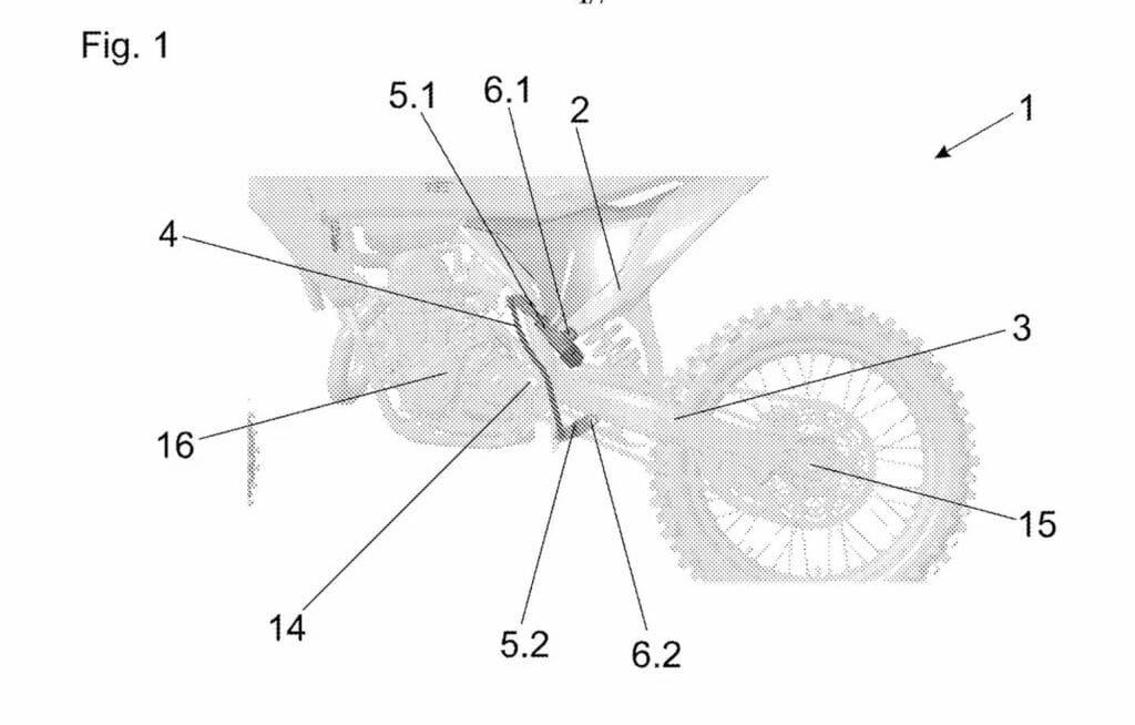 A view of where KTM's leaf spring suspension would be. Coil visible for reference only. Media sourced from CycleWorld.