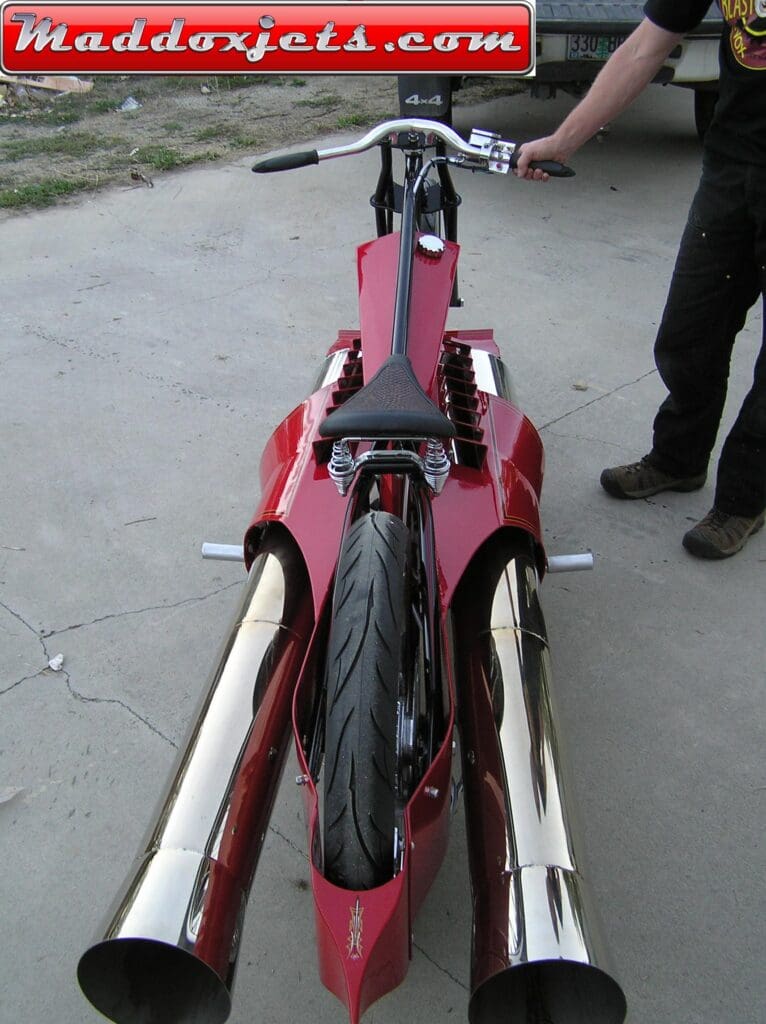 Robert Maddox's Harley-style Jet Bike. Media sourced from Maddox's website, all rights reserved.