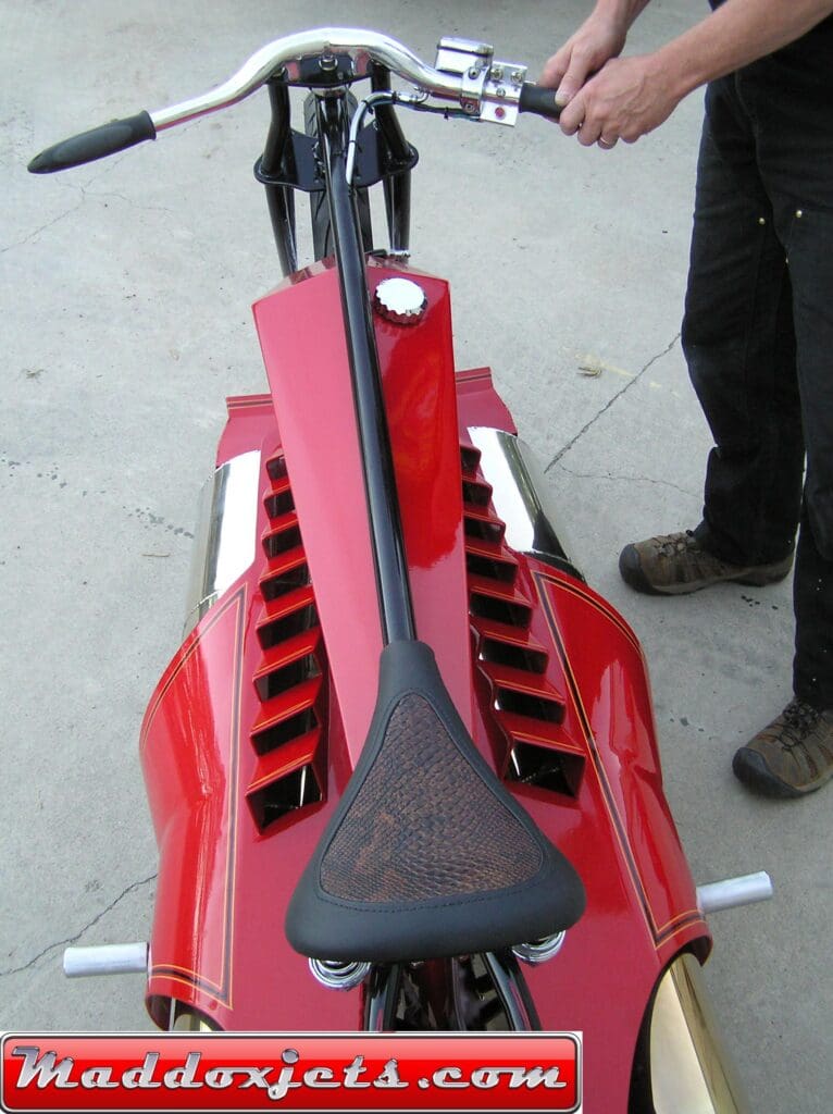 Robert Maddox's Harley-style Jet Bike. Media sourced from Maddox's website, all rights reserved.