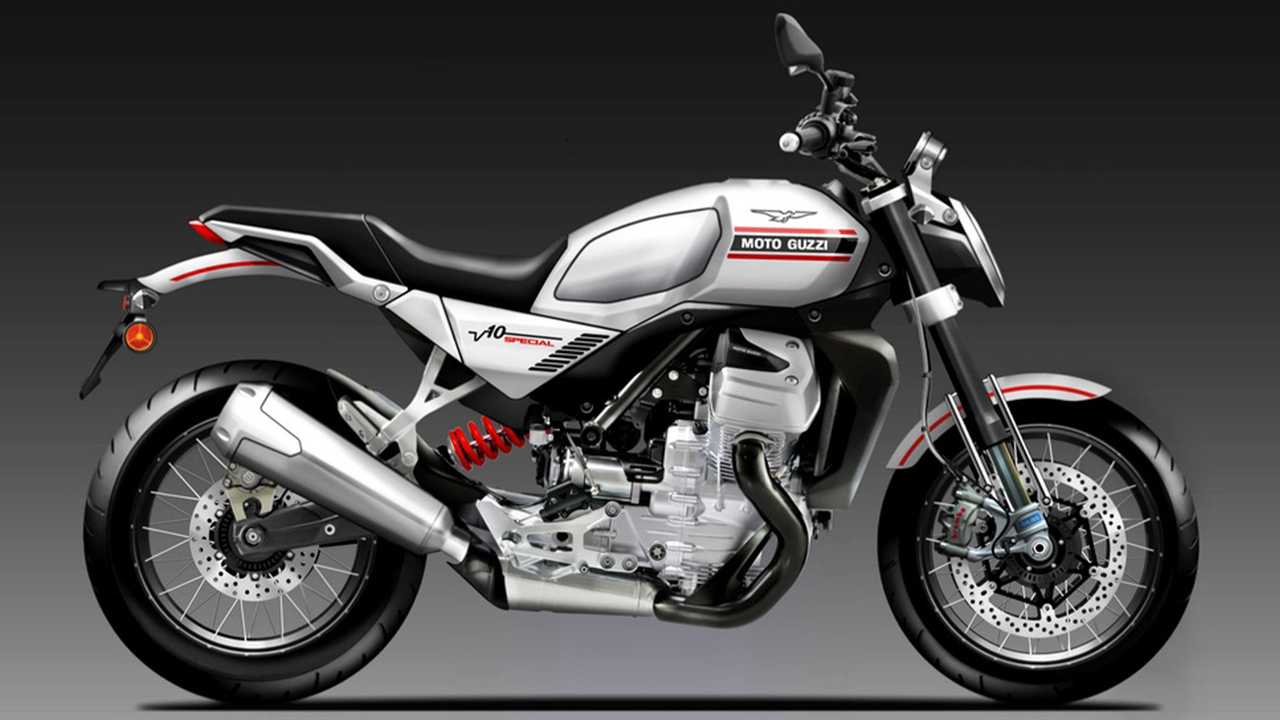 Oberon Bezzi's Moto Guzzi digital design, showcasing a neo-retro V100 Mandello, or 'V10 Special.' Media sourced from RideApart.