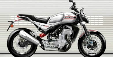 Oberon Bezzi's Moto Guzzi digital design, showcasing a neo-retro V100 Mandello, or 'V10 Special.' Media sourced from RideApart.