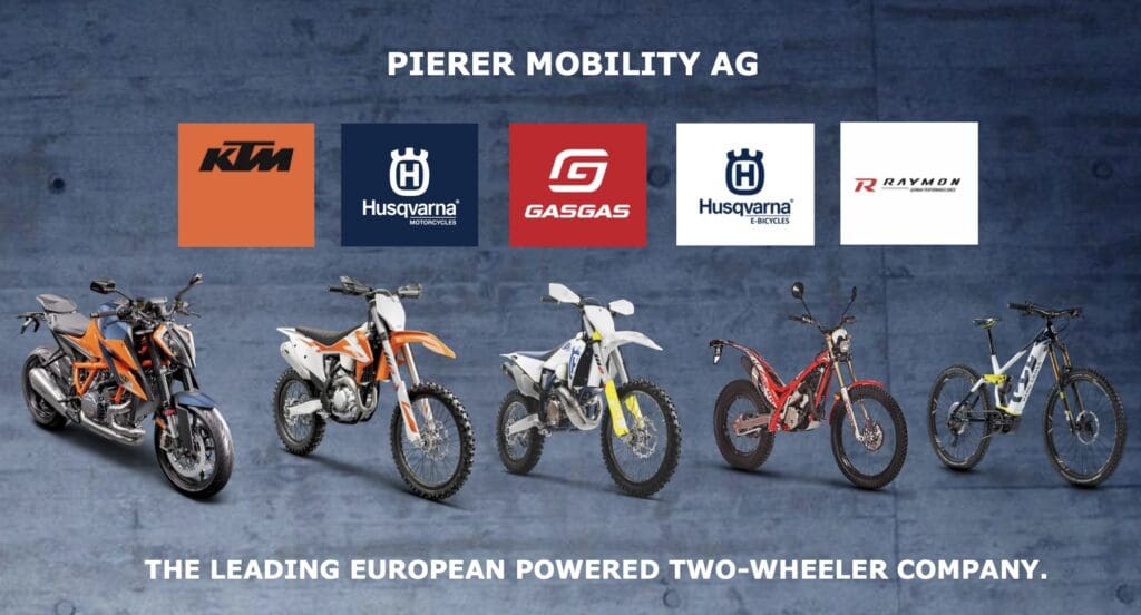 Pierer Mobility Group's lineup of bikes. Media sourced from Pierer Mobility's Company Presentation.