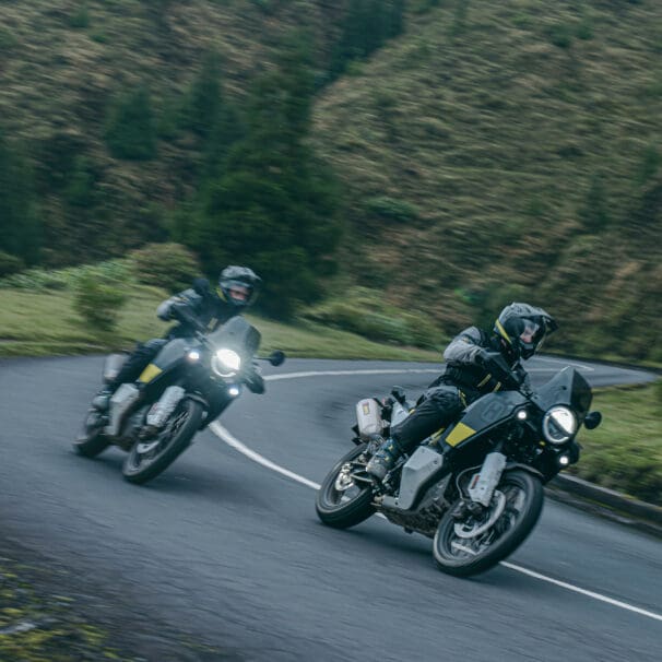 A pair of Huskies enjoy the local twisties and smooth asphalt. Media sourced from Husqvarna.